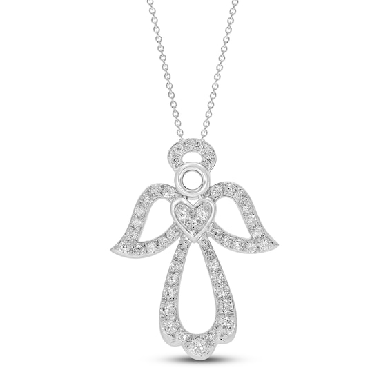 Diamond Angel Necklace 1/8 ct tw Sterling Silver 18"