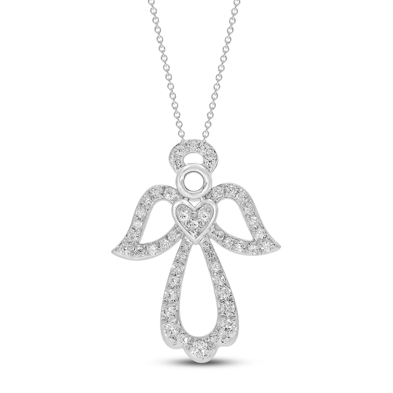 Main Image 1 of Diamond Angel Necklace 1/8 ct tw Sterling Silver 18&quot;