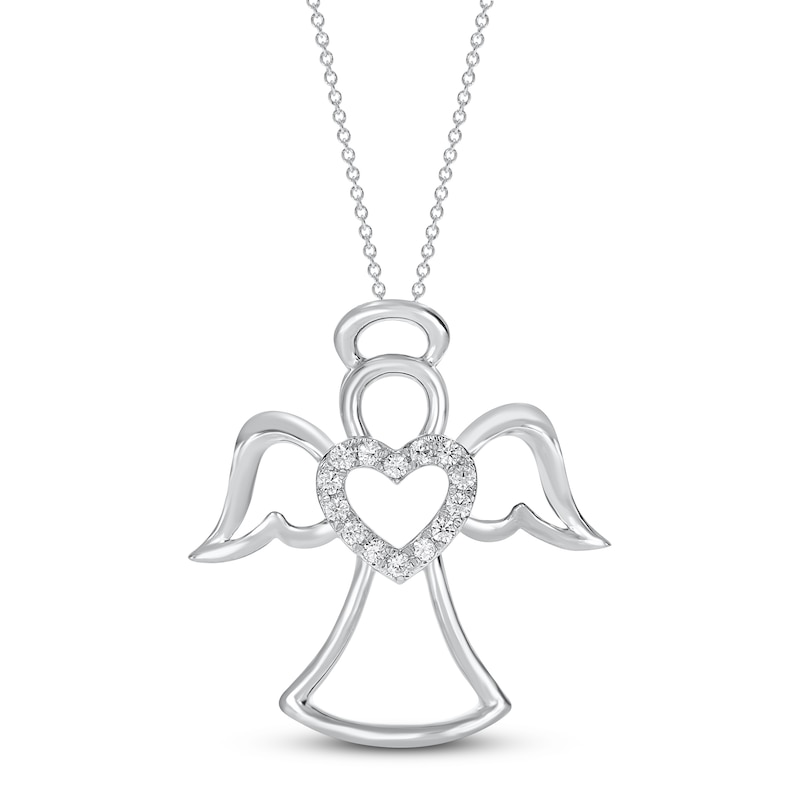 Diamond Angel Necklace Sterling Silver 18"