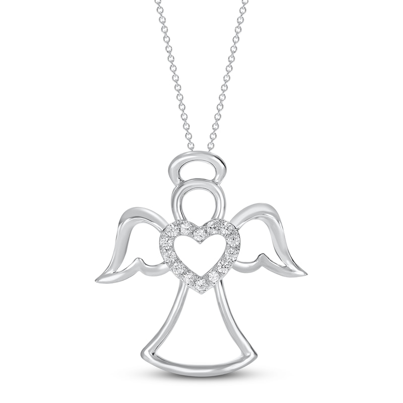 Main Image 1 of Diamond Angel Necklace Sterling Silver 18&quot;