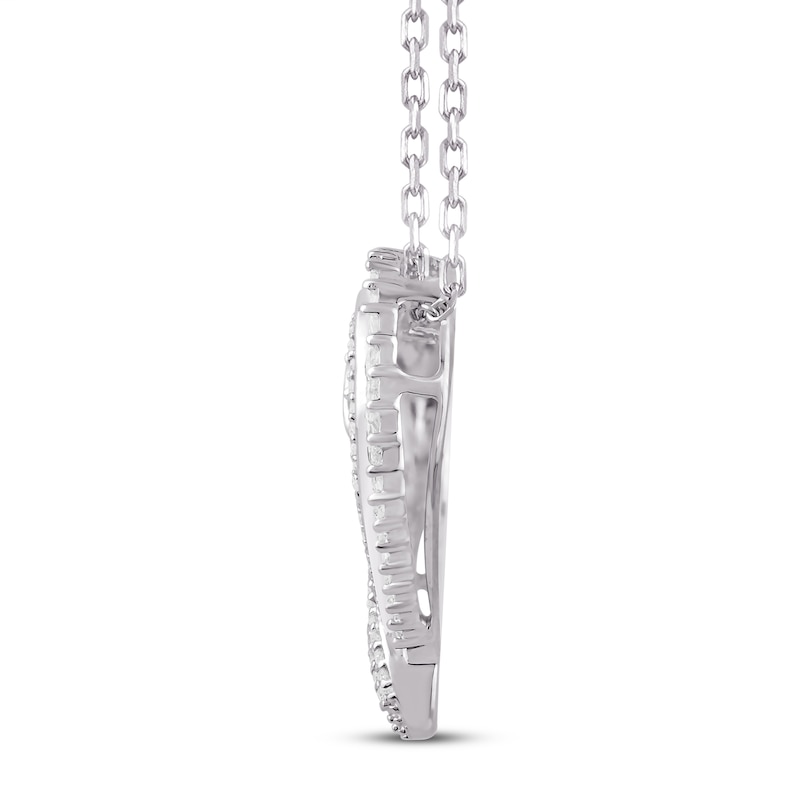 Main Image 2 of Diamond Heart Necklace 1/4 ct tw Round & Baguette 10K White Gold 18&quot;