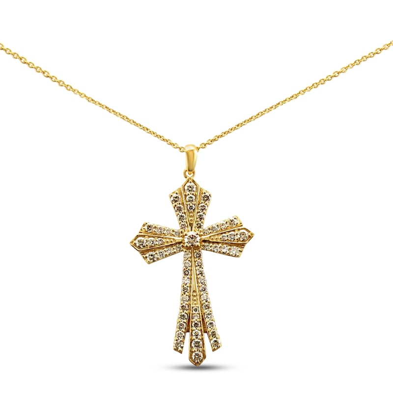 Le Vian Cross Necklace 1-3/8 ct tw Diamonds 14K Honey Gold 18"