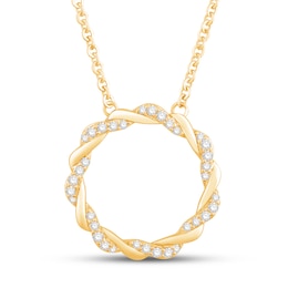 Circle of Gratitude Diamond Necklace 1/4 ct tw Round-cut 10K Yellow Gold 19&quot;