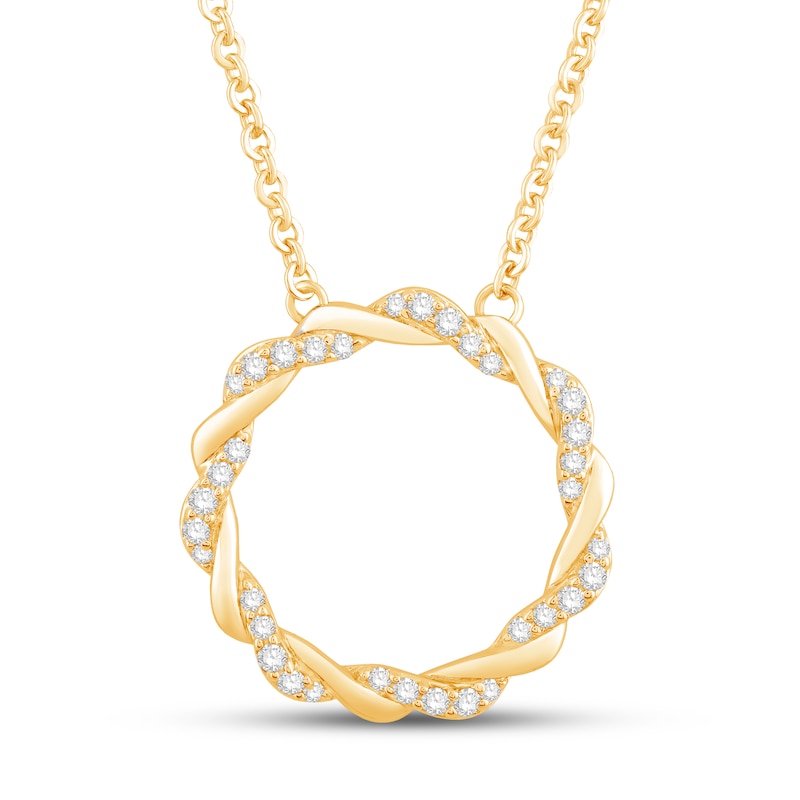 Main Image 1 of Circle of Gratitude Diamond Necklace 1/4 ct tw Round-cut 10K Yellow Gold 19&quot;