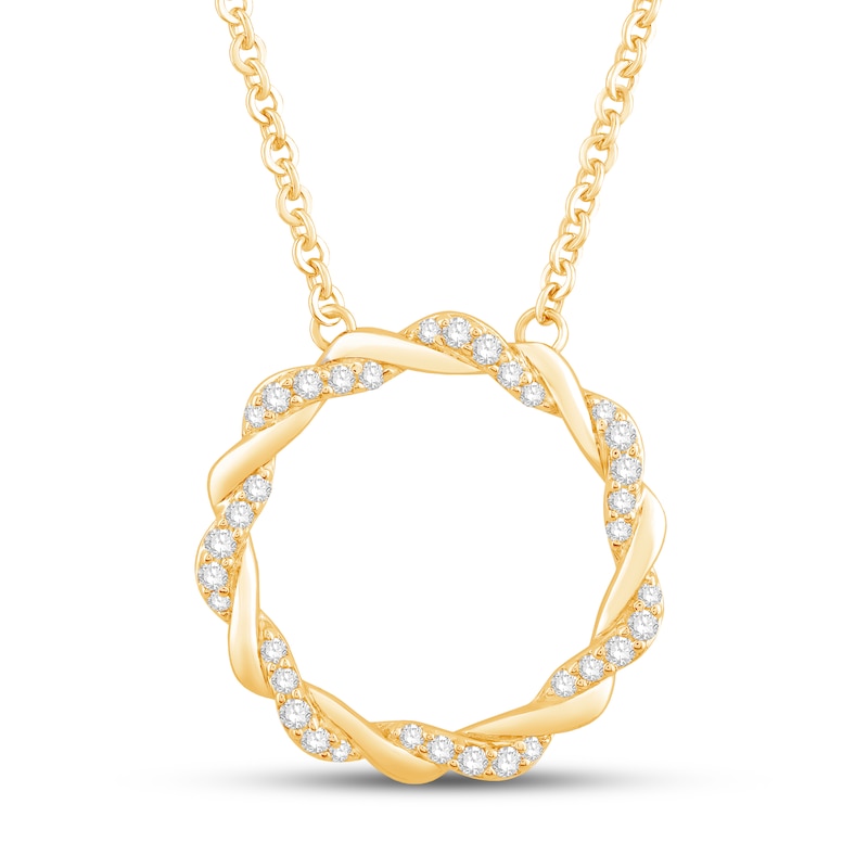 Circle of Gratitude Diamond Necklace 1/4 ct tw Round-cut 10K Yellow Gold 19"