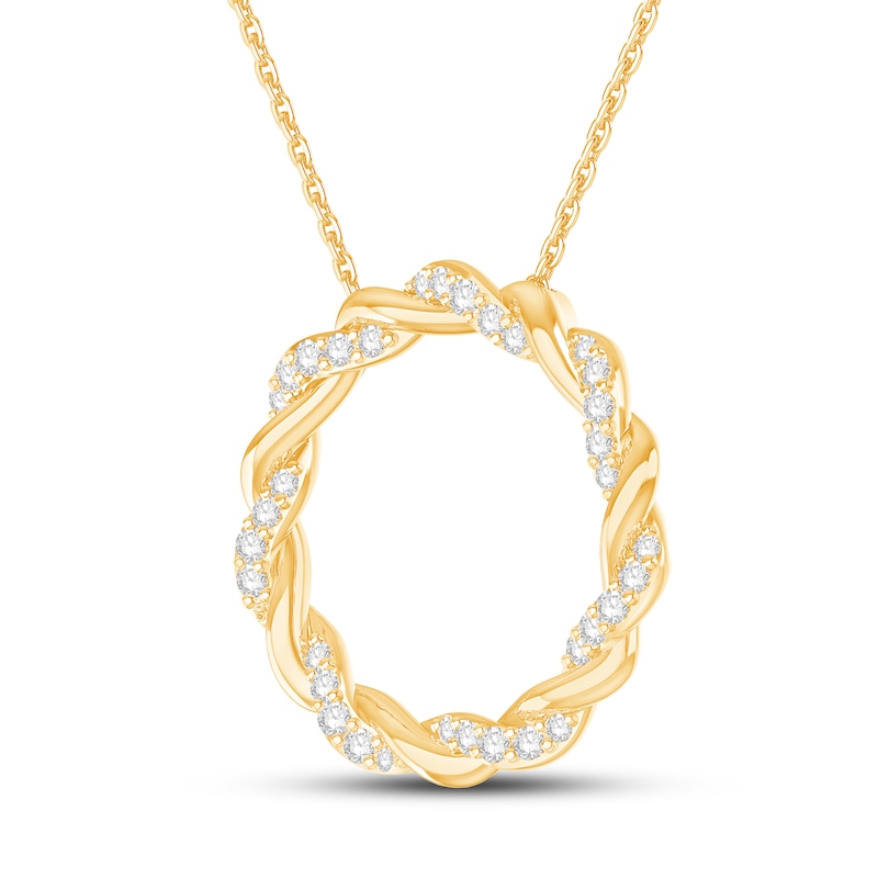Main Image 2 of Circle of Gratitude Diamond Necklace 1/4 ct tw Round-cut 10K Yellow Gold 19&quot;