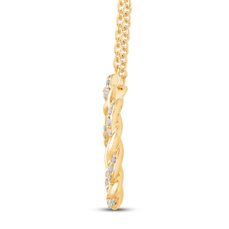 Main Image 3 of Circle of Gratitude Diamond Necklace 1/4 ct tw Round-cut 10K Yellow Gold 19&quot;