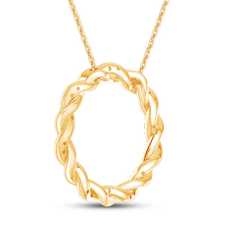 Main Image 4 of Circle of Gratitude Diamond Necklace 1/4 ct tw Round-cut 10K Yellow Gold 19&quot;