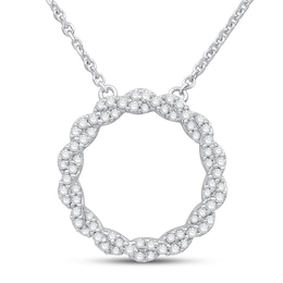 Circle of Gratitude Diamond Necklace 1/4 ct tw Round-cut 10K White Gold 19&quot;