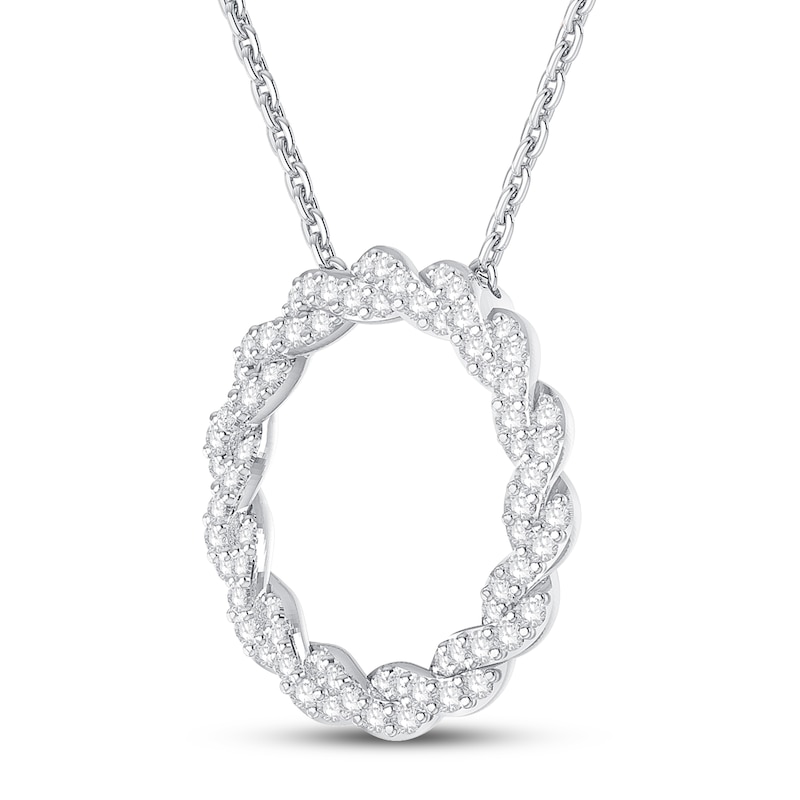 Circle of Gratitude Diamond Necklace 1/4 ct tw Round-cut 10K White Gold 19"