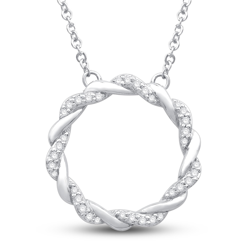 Circle of Gratitude Diamond Necklace 1/8 ct tw Round-cut 10K White Gold 19"