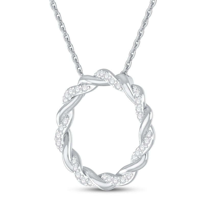 Circle of Gratitude Diamond Necklace 1/8 ct tw Round-cut 10K White Gold 19"