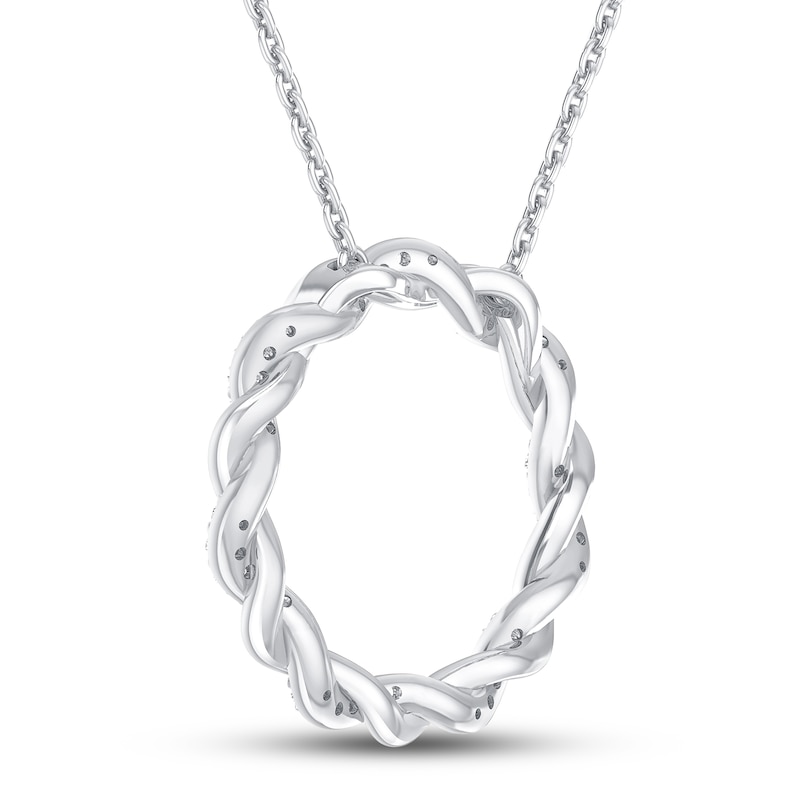 Circle of Gratitude Diamond Necklace 1/8 ct tw Round-cut 10K White Gold 19"