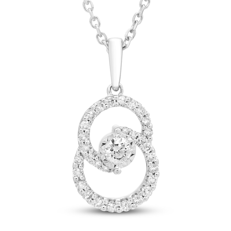 Main Image 1 of Encircled by Love Diamond Necklace 1/4 ct tw Round-cut Sterling Silver 18&quot;