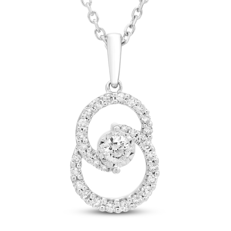 Encircled by Love Diamond Necklace 1/4 ct tw Round-cut 10K White Gold 18" with 360