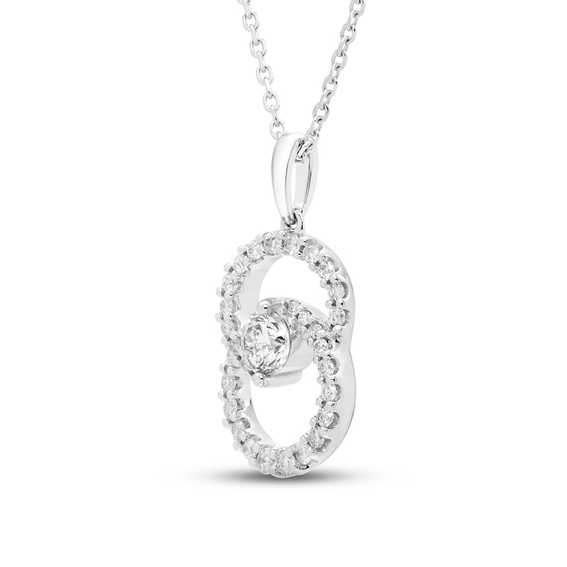 Main Image 2 of Encircled by Love Diamond Necklace 1/2 ct tw Round-cut 10K White Gold 18&quot;