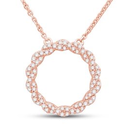 Circle of Gratitude Diamond Necklace 1/4 ct tw Round-cut 10K Rose Gold 19&quot;
