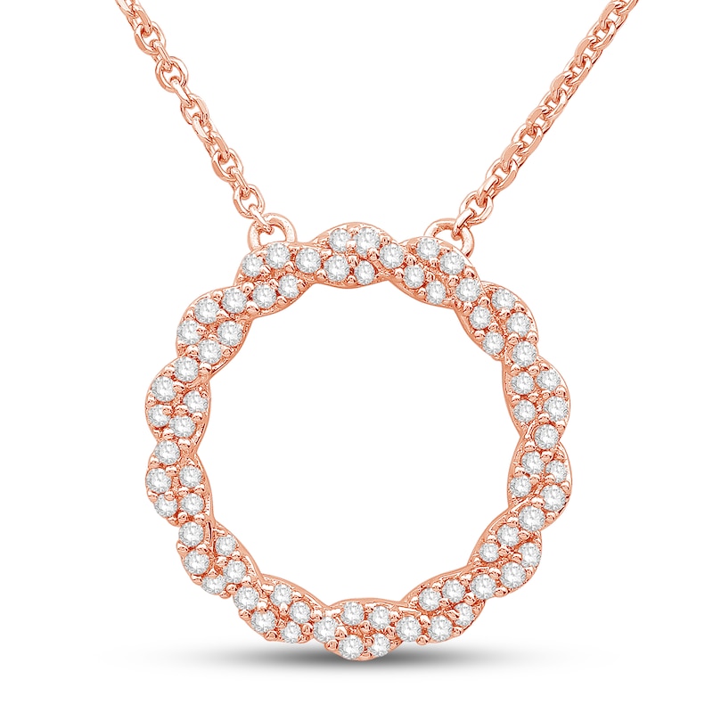 Circle of Gratitude Diamond Necklace 1/4 ct tw Round-cut 10K Rose Gold 19"