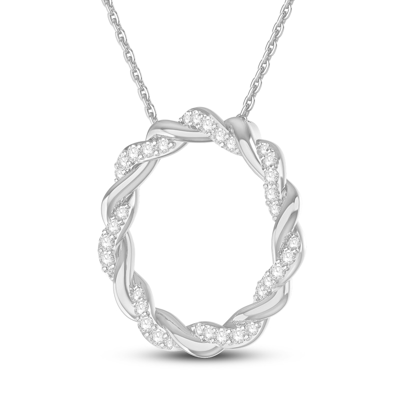 Circle of Gratitude Diamond Necklace 1/4 ct tw Round-cut 10K White Gold ...