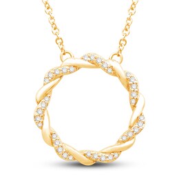 Circle of Gratitude Diamond Necklace 1/8 ct tw Round-cut 10K Yellow Gold 19&quot;