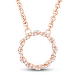 Circle of Gratitude Diamond Necklace 1/8 ct tw Round-cut 10K Rose Gold 19&quot;