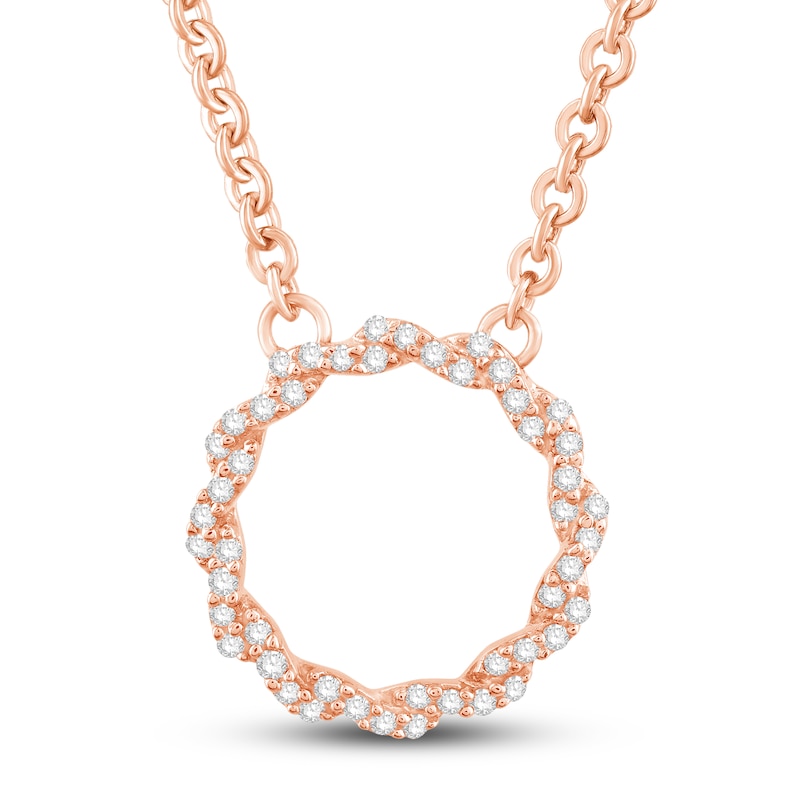 Circle of Gratitude Diamond Necklace 1/8 ct tw Round-cut 10K Rose Gold 19"