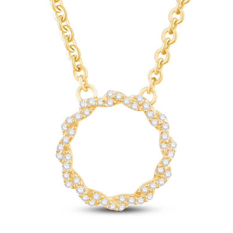 Circle of Gratitude Diamond Necklace 1/8 ct tw Round-cut 10K Yellow Gold 19" with 360