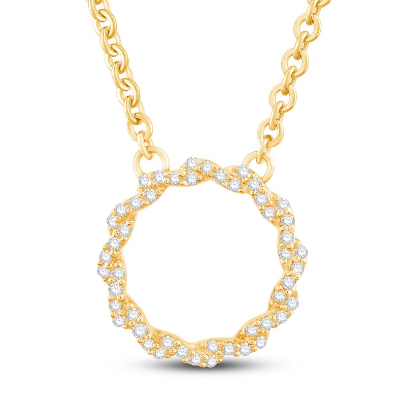 Circle of Gratitude Diamond Necklace 1/8 ct tw Round-cut 10K Yellow Gold 19"