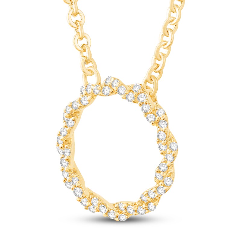Circle of Gratitude Diamond Necklace 1/8 ct tw Round-cut 10K Yellow Gold 19"