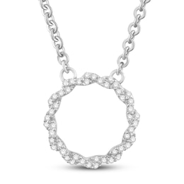 Circle of Gratitude Diamond Necklace 1/8 ct tw Round-cut 10K White Gold 19&quot;