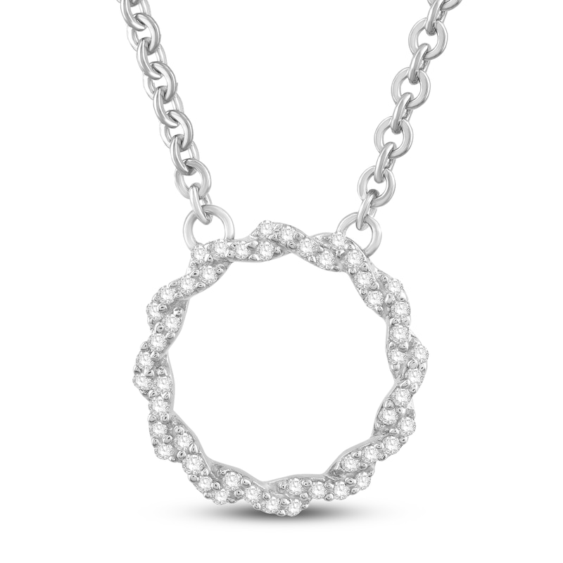 Circle of Gratitude Diamond Necklace 1/8 ct tw Round-cut 10K White Gold 19"