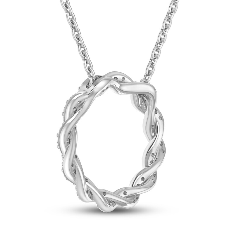 Circle of Gratitude Diamond Necklace 1/8 ct tw Round-cut 10K White Gold 19"