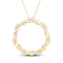 Circle of Gratitude Diamond Necklace 3/8 ct tw Round-cut 10K Yellow Gold 19&quot;