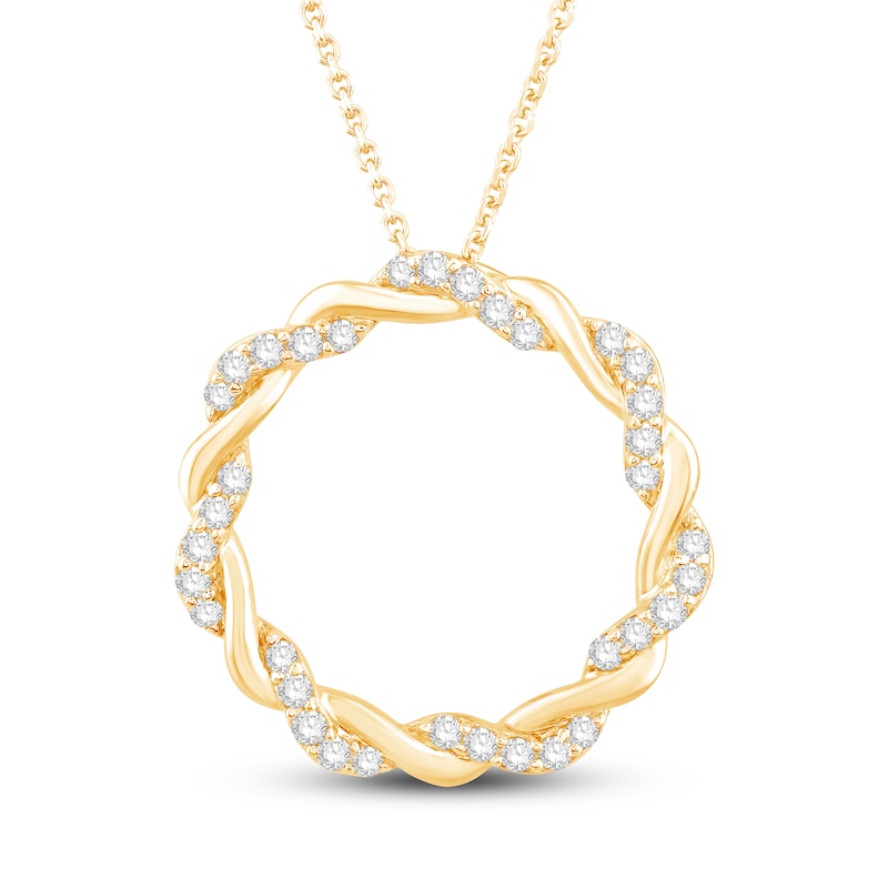 Main Image 1 of Circle of Gratitude Diamond Necklace 3/8 ct tw Round-cut 10K Yellow Gold 19&quot;