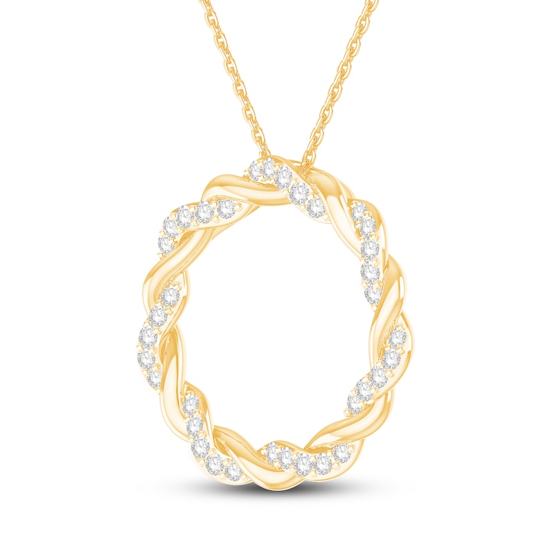 Main Image 2 of Circle of Gratitude Diamond Necklace 3/8 ct tw Round-cut 10K Yellow Gold 19&quot;