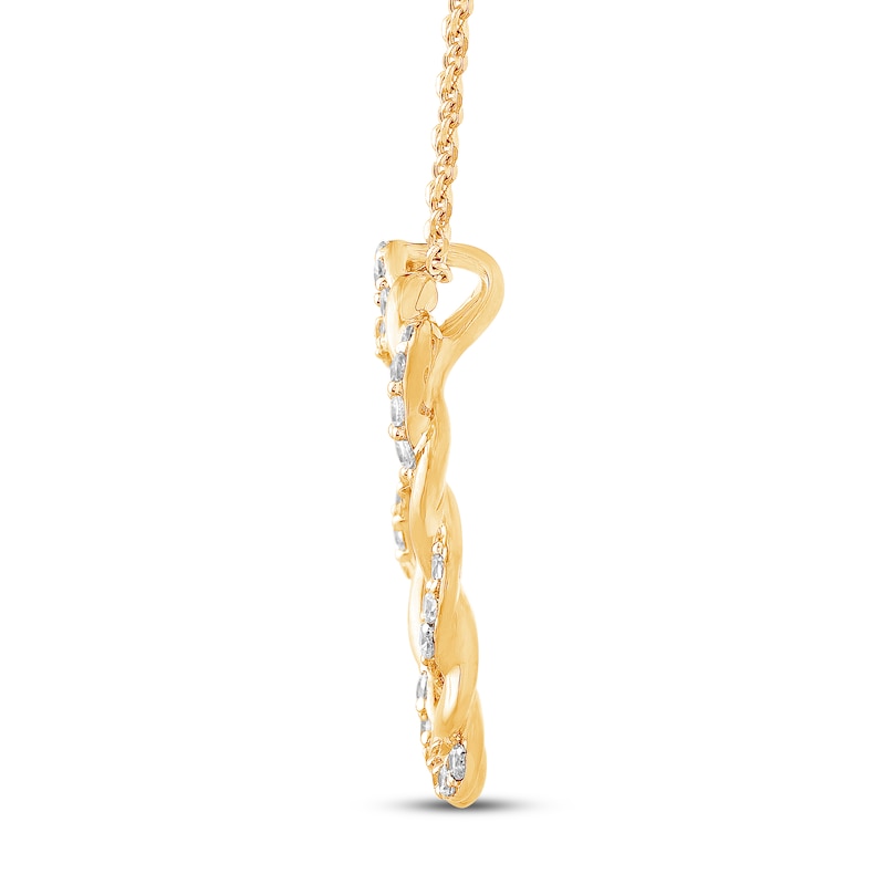 Main Image 3 of Circle of Gratitude Diamond Necklace 3/8 ct tw Round-cut 10K Yellow Gold 19&quot;