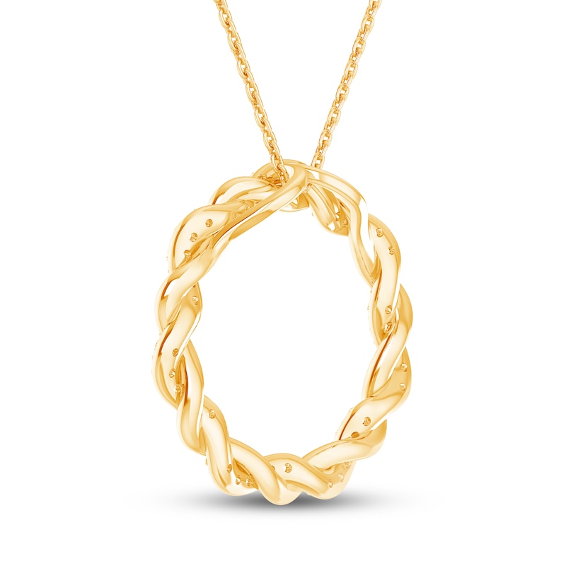 Main Image 4 of Circle of Gratitude Diamond Necklace 3/8 ct tw Round-cut 10K Yellow Gold 19&quot;