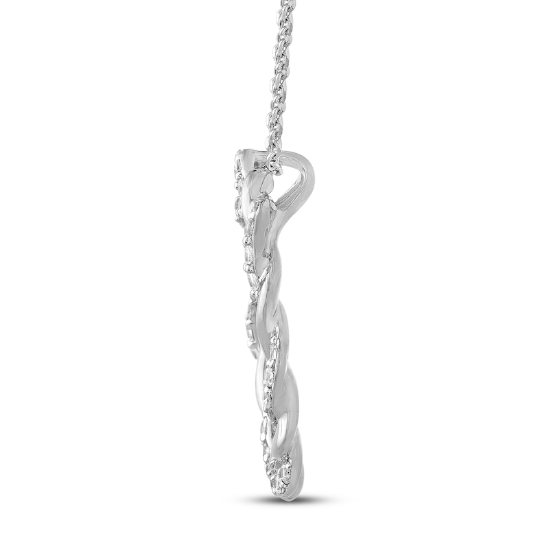 Main Image 3 of Circle of Gratitude Diamond Necklace 3/8 ct tw Round-cut 10K White Gold 19&quot;