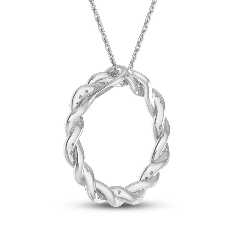 Main Image 4 of Circle of Gratitude Diamond Necklace 3/8 ct tw Round-cut 10K White Gold 19&quot;