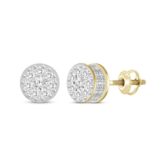 Men's Diamond Stud Earrings 1/4 ct tw Round 10K Yellow Gold