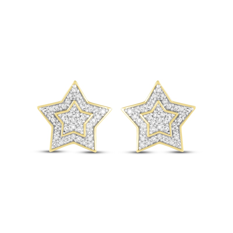 Men's Diamond Star Stud Earrings 1/4 ct tw Round-cut 10K Yellow Gold