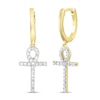 Thumbnail Image 0 of Men's Diamond Ankh Earrings 1/4 ct tw Round-cut 10K Yellow Gold