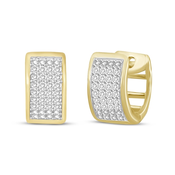 Kay Men's Diamond Huggie Earrings 1/6 ct tw Round-cut 10K Yellow Gold
