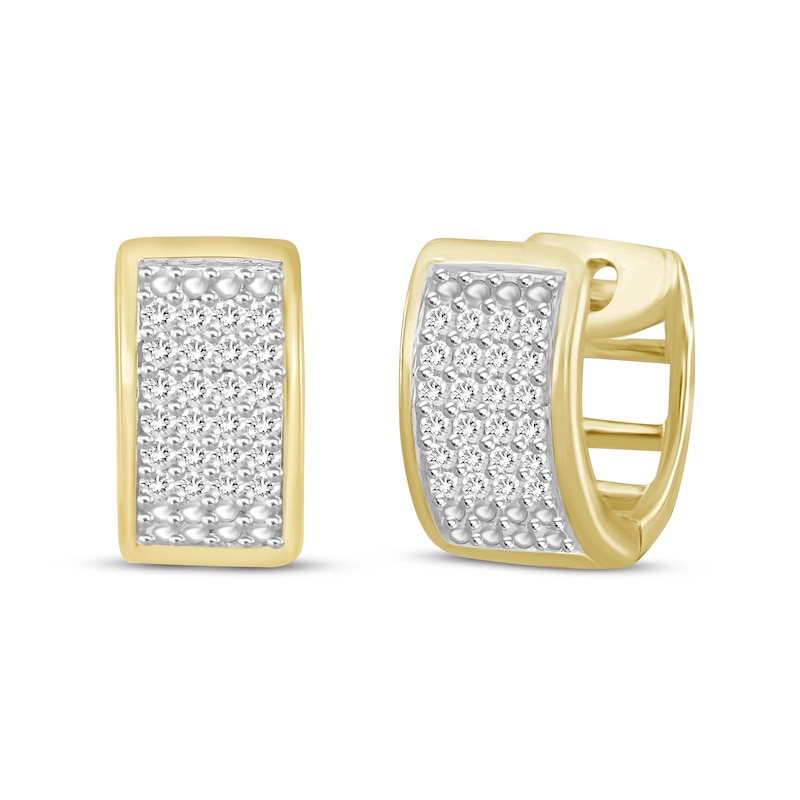 Main Image 1 of Men's Diamond Huggie Earrings 1/6 ct tw Round-cut 10K Yellow Gold