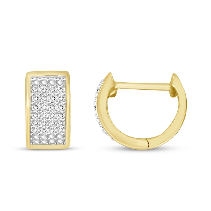 Main Image 2 of Men's Diamond Huggie Earrings 1/6 ct tw Round-cut 10K Yellow Gold