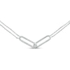 Thumbnail Image 1 of Diamond Paperclip Necklace 1/8 ct tw Round-cut Sterling Silver