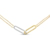 Thumbnail Image 1 of Diamond Paperclip Necklace 1/8 ct tw Round-cut 10K Yellow Gold