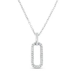 Diamond Paperclip Necklace Sterling Silver 18&quot;
