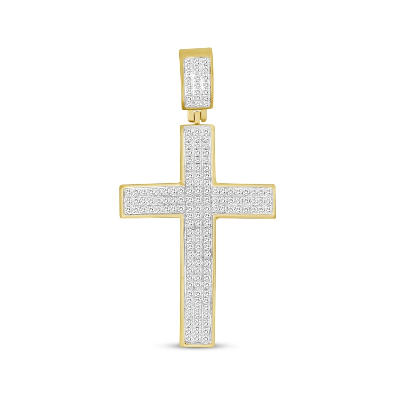 Men's Diamond Cross Pendant 1/2 ct tw Round-cut 10K Yellow Gold