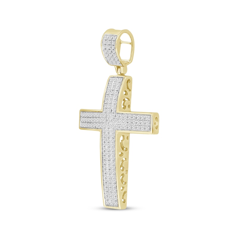 Men's Diamond Cross Pendant 1/2 ct tw Round-cut 10K Yellow Gold